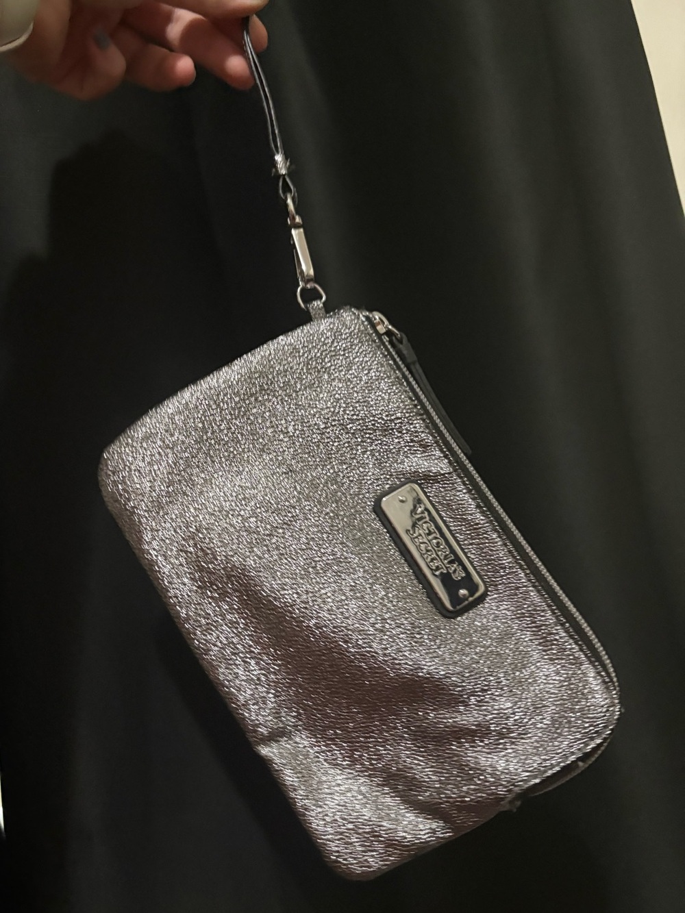 Metallic Silver Wristlet Clutch - Victoria Secret